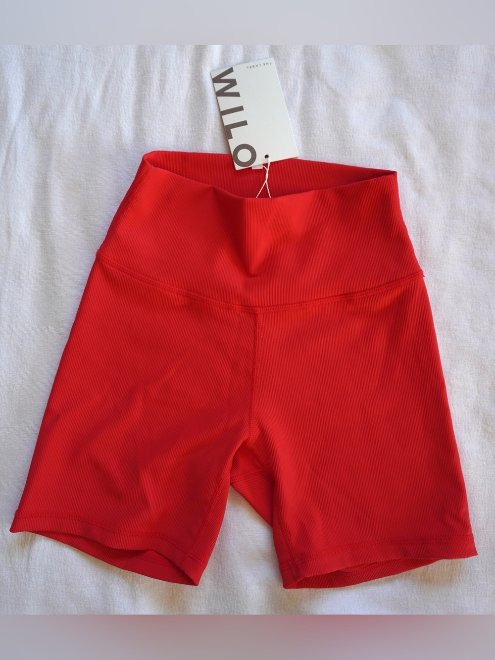 Wilo The Label Ribbed Biker Shorts Womens XS Red Activewear Compression NWT